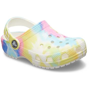 Crocs Classic Tie-Dye Graphic Girls' Clogs White / Multi | Australia 1482MQZA